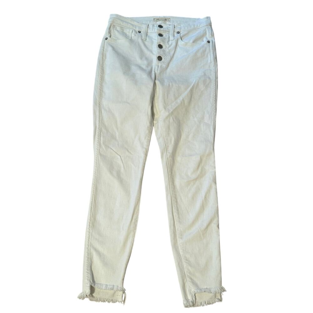 Madewell High-Rise Skinny White Jeans with Button Fly, Size 27